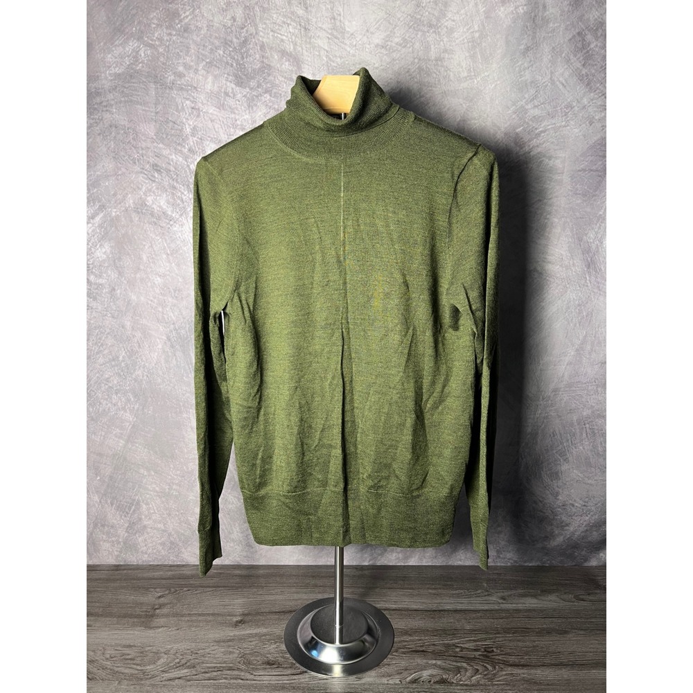 J. Crew Merino Wool Blend Turtleneck Sweater Olive Green Size Medium